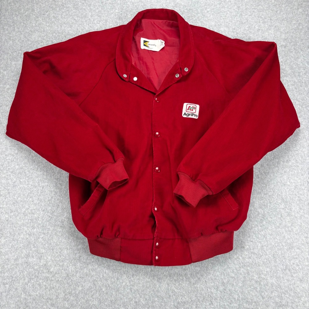 Vintage K-Brand Corduroy Jacket Mens L Red AgriPro Bomber Workwear USA Made